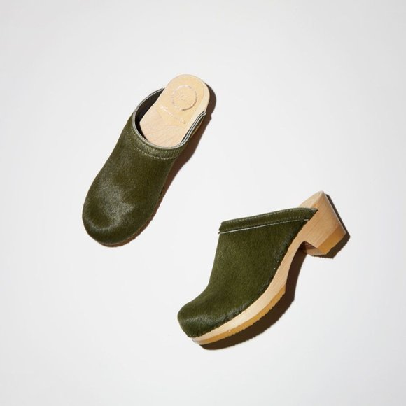 No.6 Old School Clog Mid Heel in Forest Pony, 39 - Picture 3 of 14
